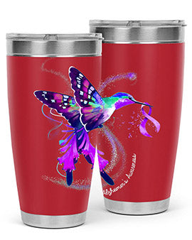 Hummingbird Holding Purple Ribbon Alzheimers Awareness 166#- alzheimers- Tumbler