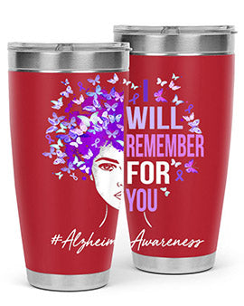 I Will Remember For You Alzheimer Awareness Womens Butterfly 180#- alzheimers- Tumbler