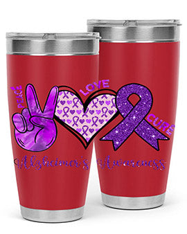 Peace Love Cure Alzheimer Awareness 205#- alzheimers- Tumbler