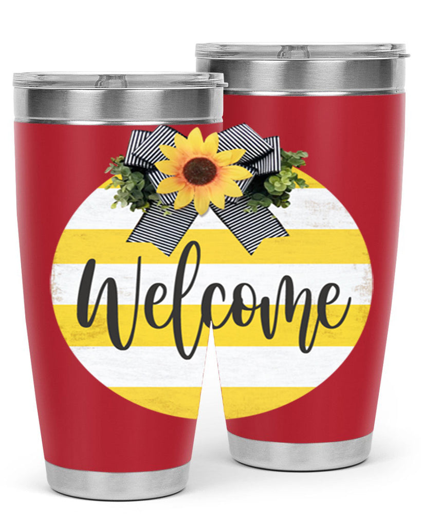 Welcome and Yellow strips Mockup564#- spring- Tumbler
