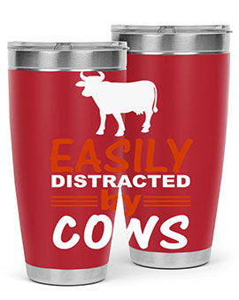 easily distracted by cows Style 4#- cow- Tumbler