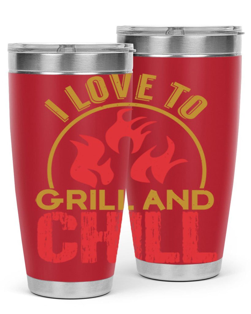 i love to grill and chill 38#- bbq- Tumbler