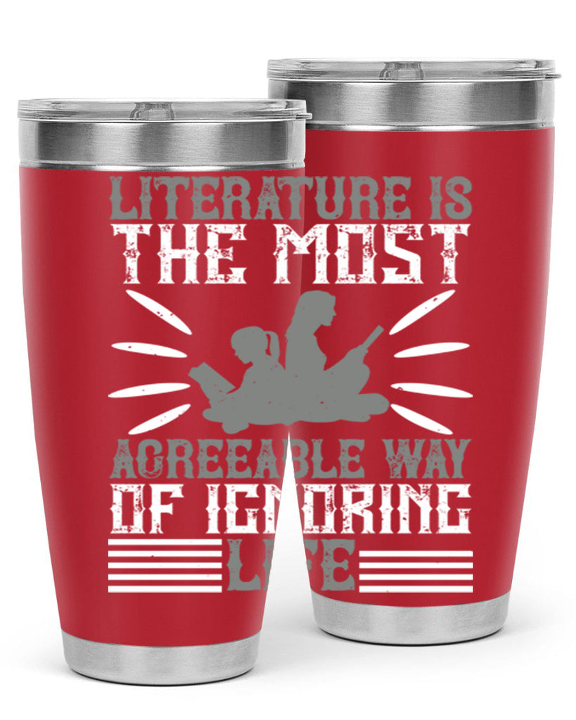 literature is the most agreeable way of ignoring life 61#- reading- Tumbler