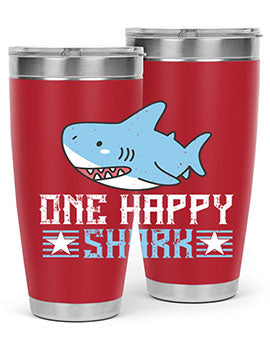 one happy shark Style 50#- shark  fish- Tumbler