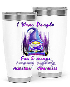 Alzheimers Awareness Products I Wear Purple Ribbon Gnome 22#- alzheimers- Tumbler