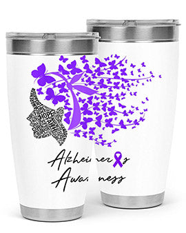 Alzheimers Awareness Shirt Alzheimers Purple Butterflies 24#- alzheimers- Tumbler