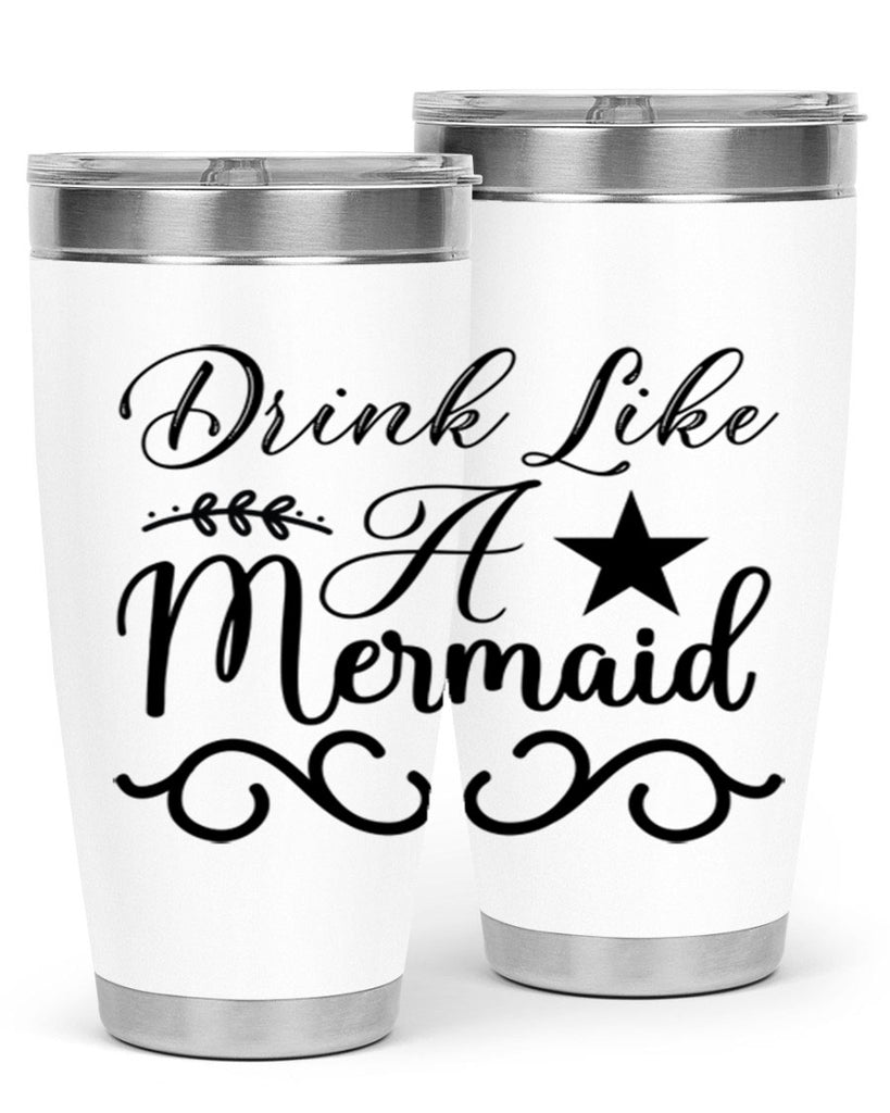 Drink like a mermaid 144#- mermaid- Tumbler