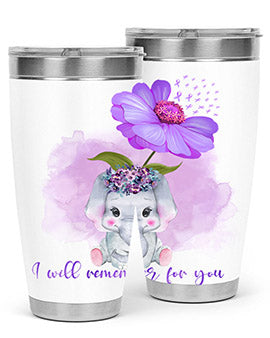 Elephan Sunflower AlzheimerS Awareness 131#- alzheimers- Tumbler