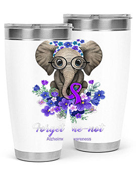 Forget me not Alzheimers Awareness Elephant Flower 150#- alzheimers- Tumbler