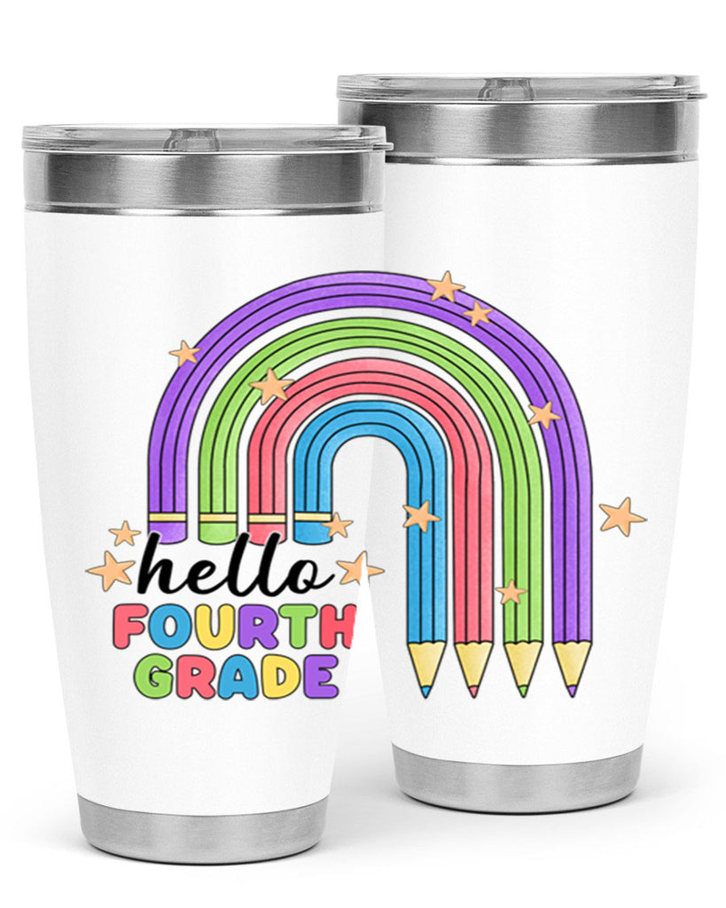 Hello 4th Grade Pencil Rainbow 12#- 4th  grade- Tumbler