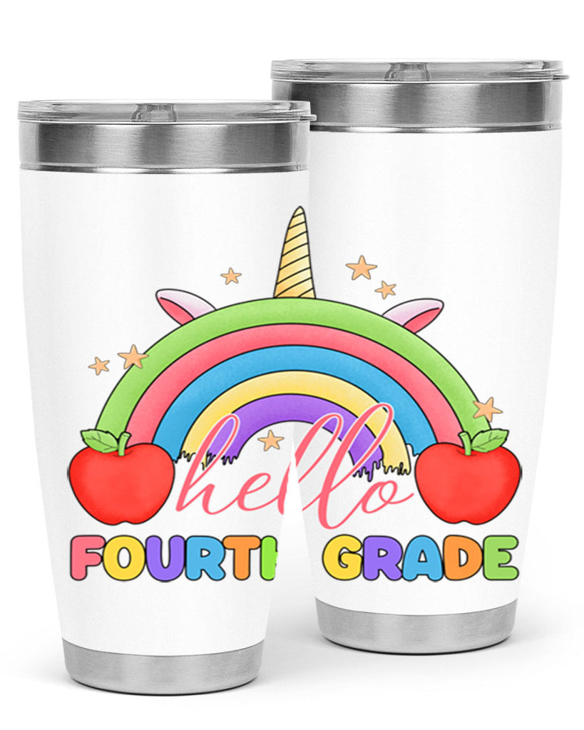 Hello 4th Grade Unicorn Rainbow 14#- 4th  grade- Tumbler