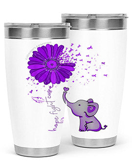 Hope Fight Cure Elephant Alzheimers Purple Ribbon 160#- alzheimers- Tumbler