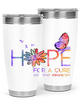 Hope For A Cure Alzheimer Awareness Flower 162#- alzheimers- Tumbler