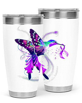 Hummingbird Holding Purple Ribbon Alzheimers Awareness 166#- alzheimers- Tumbler