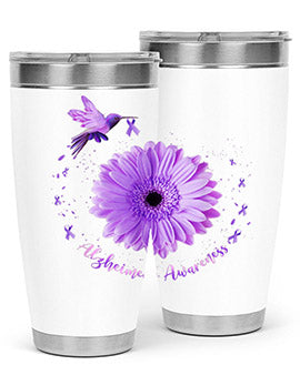 Hummingbird Sunflower Purple Ribbon Alzheimers Awareness 167#- alzheimers- Tumbler