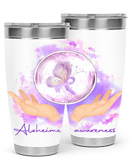 Love Purple Ribbon AlzheimerS Awareness 193#- alzheimers- Tumbler