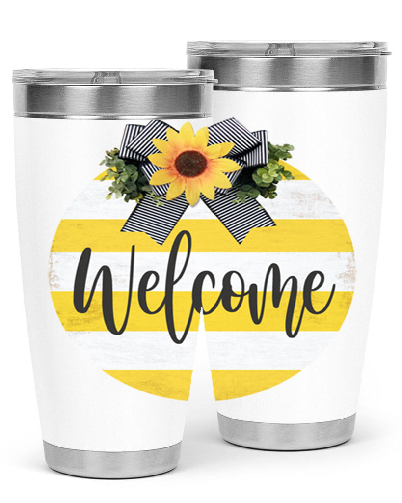 Welcome and Yellow strips Mockup564#- spring- Tumbler
