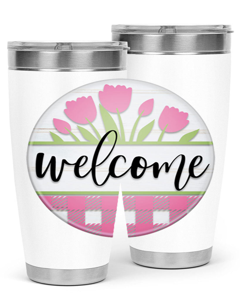 Welcome pink plaid Mockup574#- spring- Tumbler