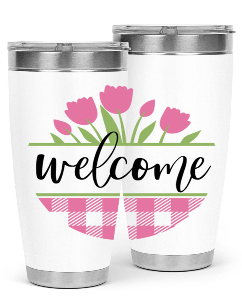 Welcome pink plaid575#- spring- Tumbler