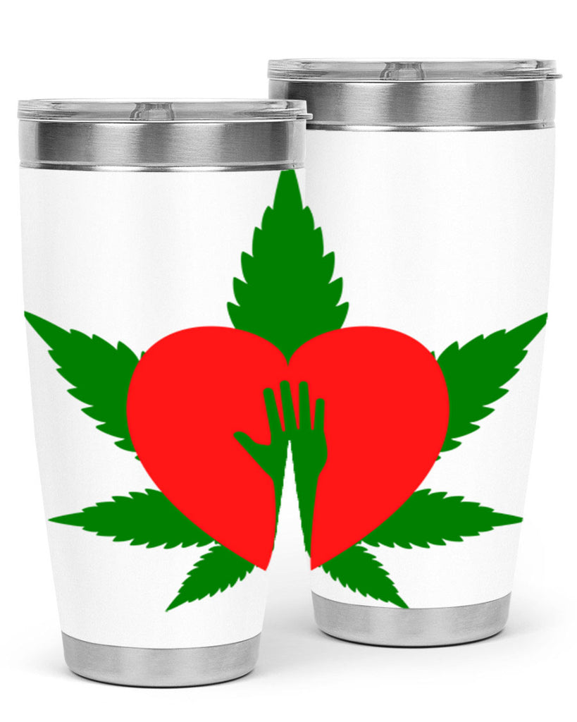 cannabis heart with hand 45#- marijuana- Tumbler