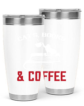 cats book and coffee Style 37#- cat- Tumbler