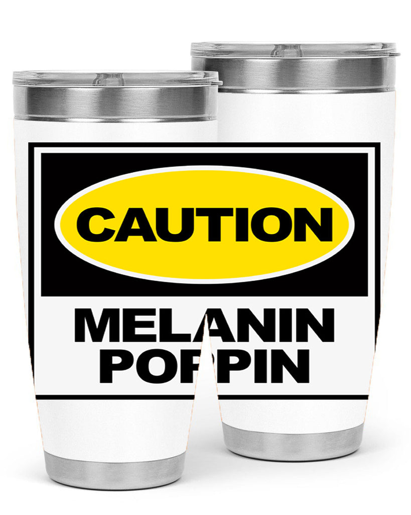 caution melanin poppin 188#- black words phrases- Cotton Tank