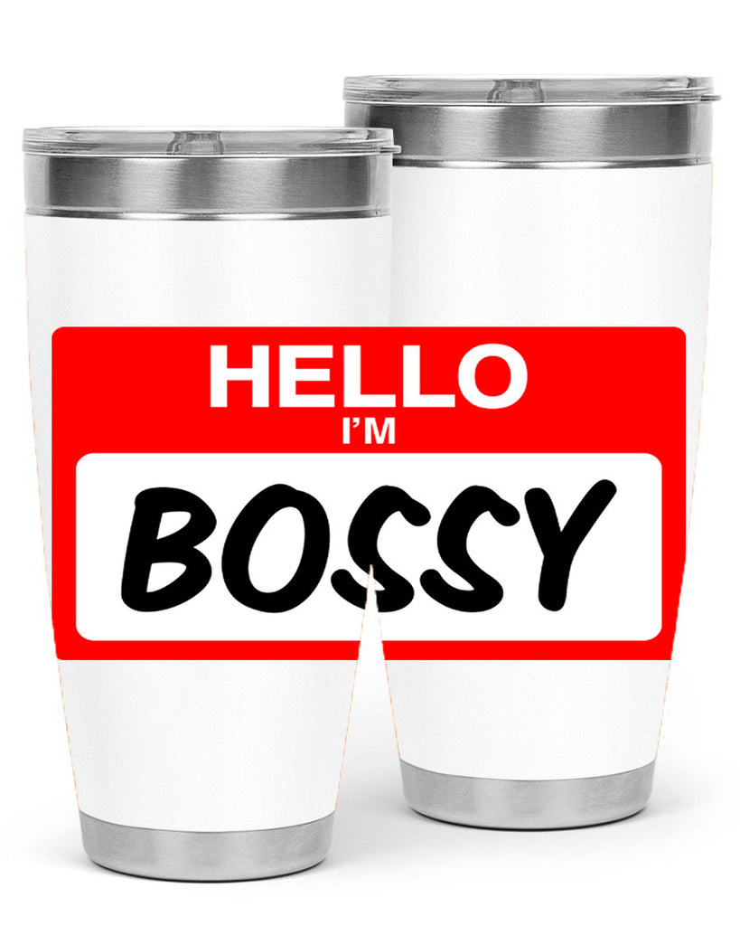 hello im bossy 132#- black words phrases- Cotton Tank