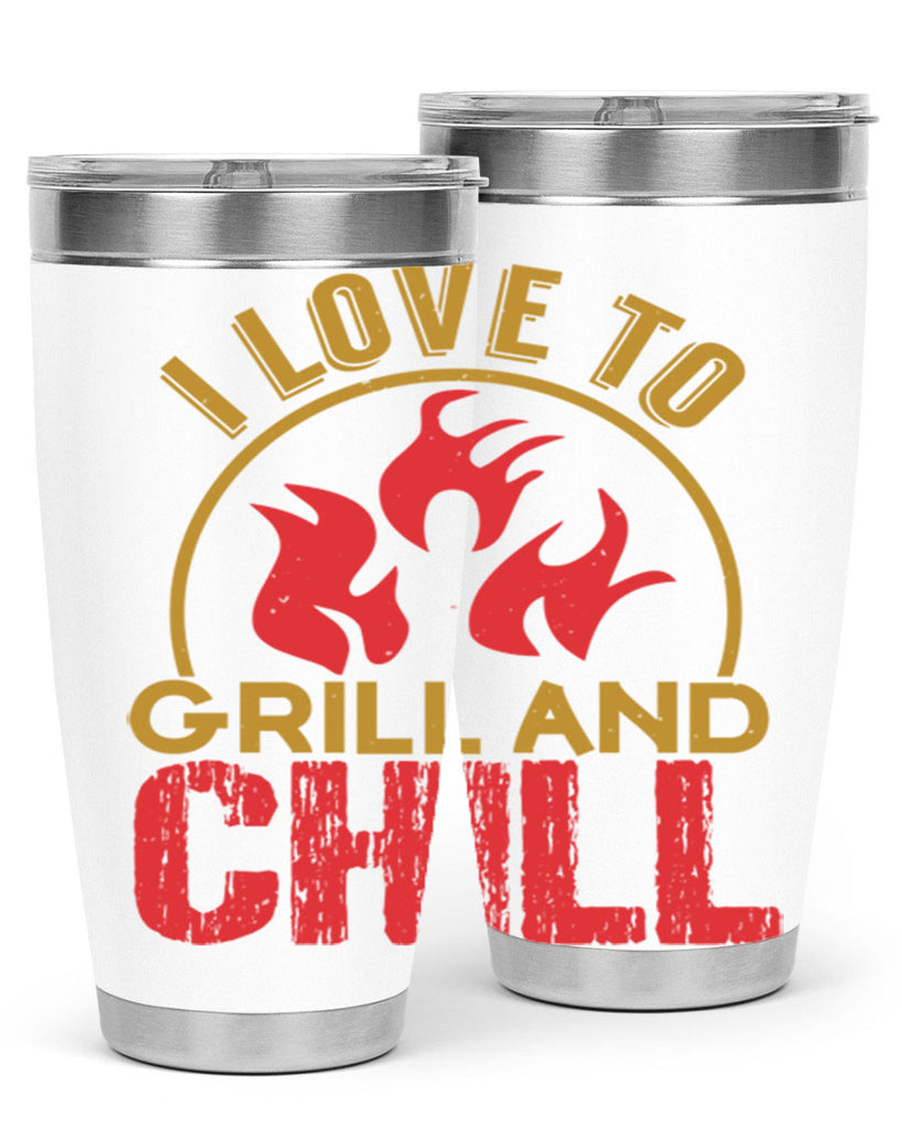 i love to grill and chill 38#- bbq- Tumbler