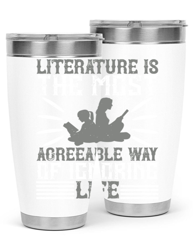 literature is the most agreeable way of ignoring life 61#- reading- Tumbler