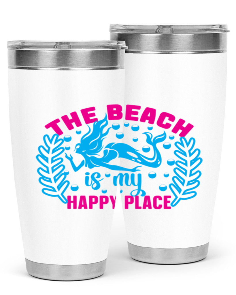 the beach is my happy place 626#- mermaid- Tumbler