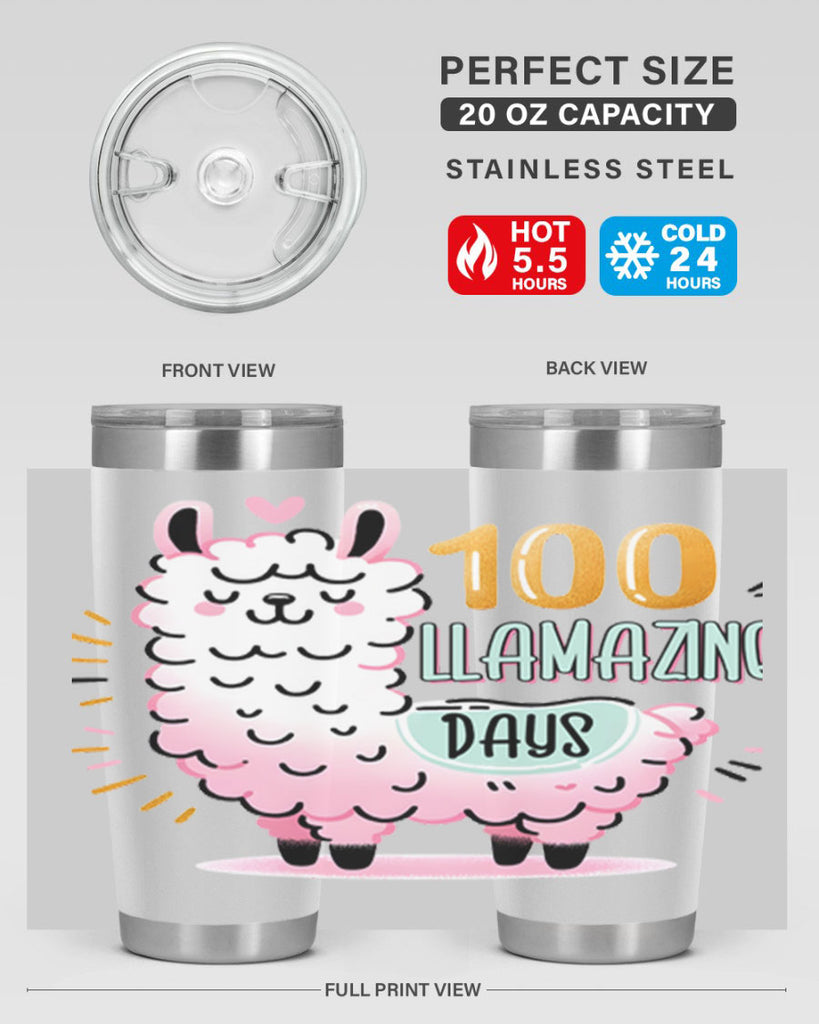 100th Day of School Llama 39#- 100 days of school- Tumbler