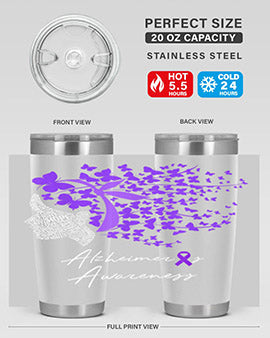 Alzheimers Awareness Shirt Alzheimers Purple Butterflies 23#- alzheimers- Tumbler