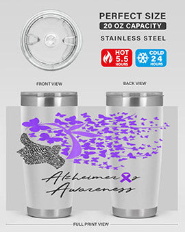 Alzheimers Awareness Shirt Alzheimers Purple Butterflies 24#- alzheimers- Tumbler