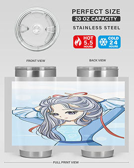 Beautiful princess silver hair with blue dress 120#- anime- Tumbler