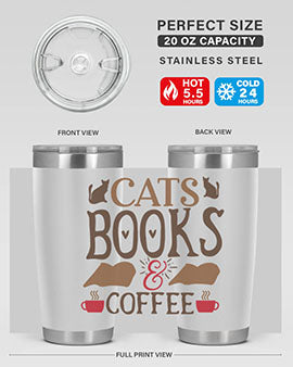 Cats Books Coffee Style 9#- cat- Tumbler