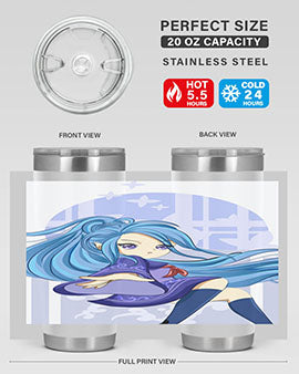 Cute and beautiful girl blue long hair cartoon 155#- anime- Tumbler