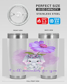 Elephan Sunflower AlzheimerS Awareness 131#- alzheimers- Tumbler