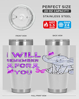 Elephant I Will Remember For You 132#- alzheimers- Tumbler