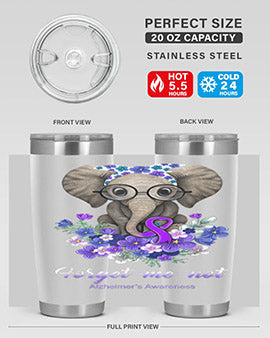 Forget me not Alzheimers Awareness Elephant Flower 150#- alzheimers- Tumbler