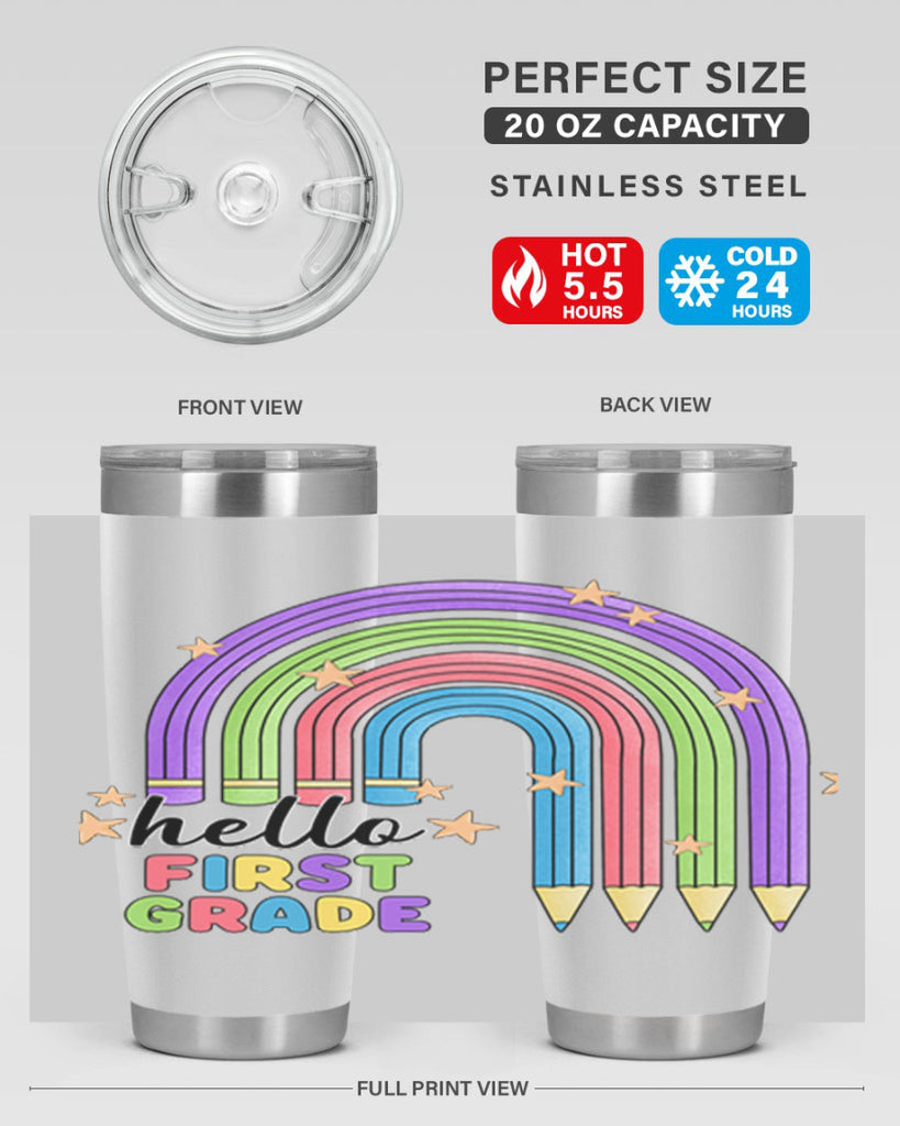 Hello 1st Grade Pencil Rainbow 14#- 1st grade- Tumbler