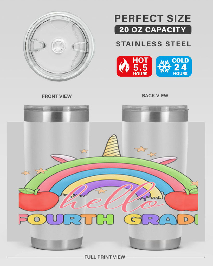 Hello 4th Grade Unicorn Rainbow 14#- 4th  grade- Tumbler