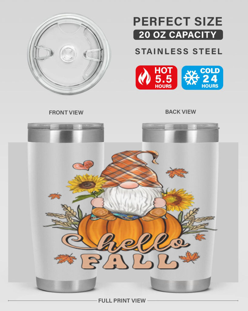HelloFallAutumnGnome 298#- fall- Tumbler