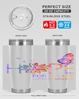 Hope For A Cure Alzheimer Awareness Flower 162#- alzheimers- Tumbler