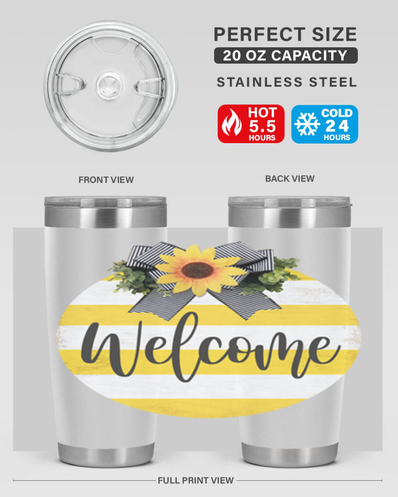 Welcome and Yellow strips Mockup564#- spring- Tumbler