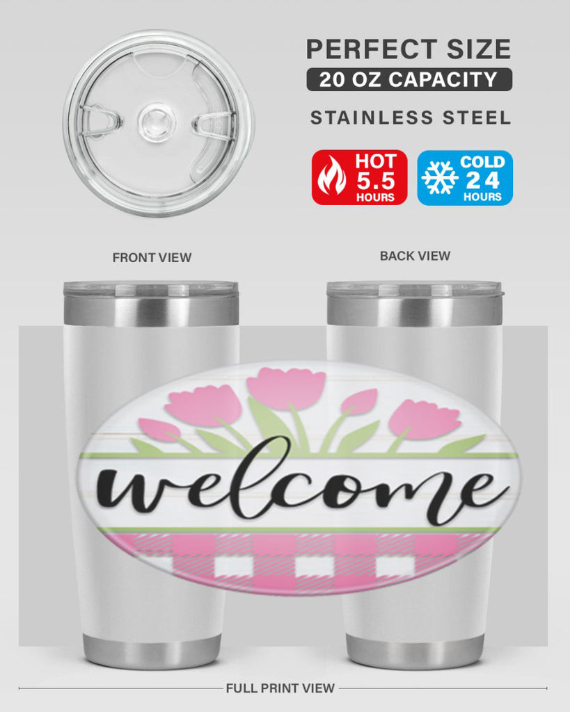 Welcome pink plaid Mockup574#- spring- Tumbler