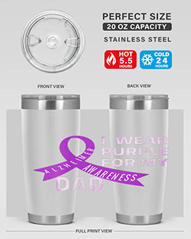 Womens I Wear Purple for My Dad Alzheimers Disease Awareness VNeck 221#- alzheimers- Tumbler