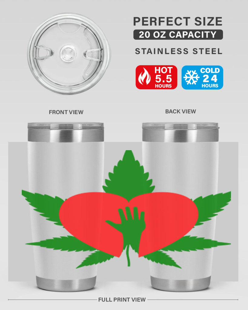 cannabis heart with hand 45#- marijuana- Tumbler