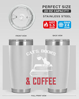 cats book and coffee Style 37#- cat- Tumbler
