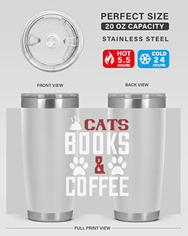 cats books and coffee Style 38#- cat- Tumbler