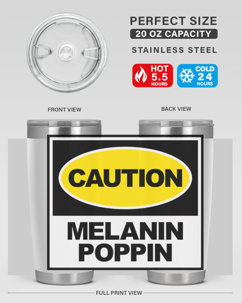 caution melanin poppin 188#- black words phrases- Cotton Tank